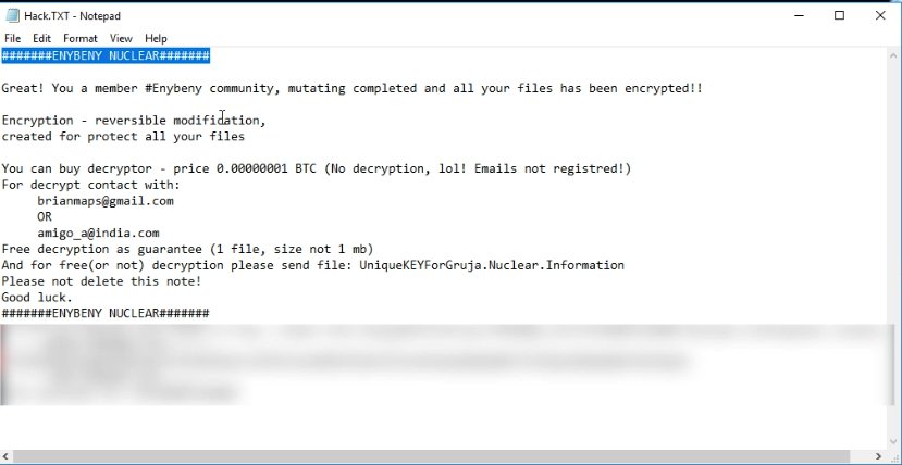 EnyBeny Nuclear Ransomware